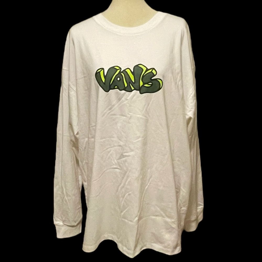 VANS OFF THE WALL GRAPHIC LOOSE L/S White T-SHIRT XL EUC